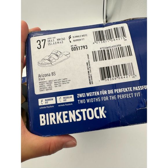 Birkenstock Unisex Arizona Sandal Black Birko-Flor 37 N EU (6-6.5 US) BI25 - Picture 8 of 9